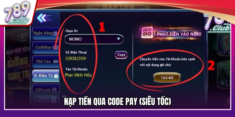 Giao dịch bằng Code Pay với tốc độ xử lý tức thì